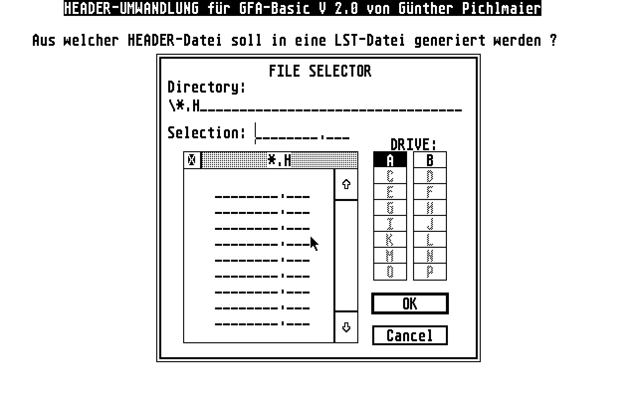 Header-Umwandlung von RCS-Files für GFA-Basic 3.0 — screenshot 1